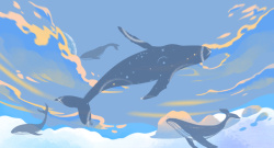 仙气背景图梦幻插图鲸鱼彩云高清图片