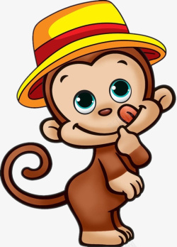 戴着鼻环戴着小帽子的可爱猴子高清图片