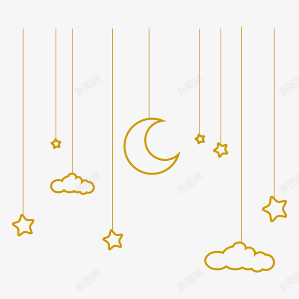 可爱的月亮星星111png免抠素材_新图网 https://ixintu.com 月亮 星星 背景 线条