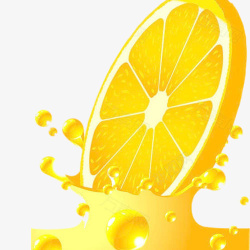 橙子落入液体素材