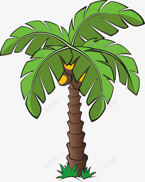 卡通海岛上的椰子树png免抠素材_新图网 https://ixintu.com tree 卡通树 手绘树 树 植物 植被 海岛小船 灌木丛 绿色