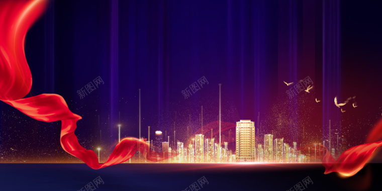 城市之光建筑光效元素图背景