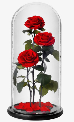 花中的女人瓶中的血色玫瑰高清图片