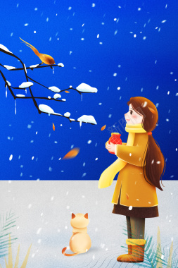冬天雪花卡通人物背景图背景