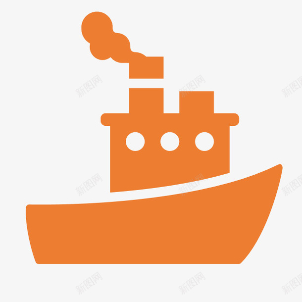 橙色轮船免扣元素图png免抠素材_新图网 https://ixintu.com 橙色 轮船 免扣元素 冒烟