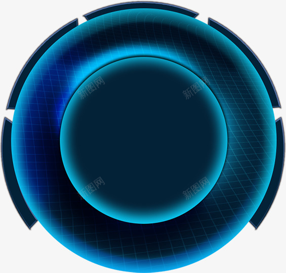 科技圆盘元素png_新图网 https://ixintu.com 科技感 圆形 蓝色 装饰