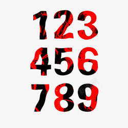 数字变形红黑色扭曲数字素材2高清图片