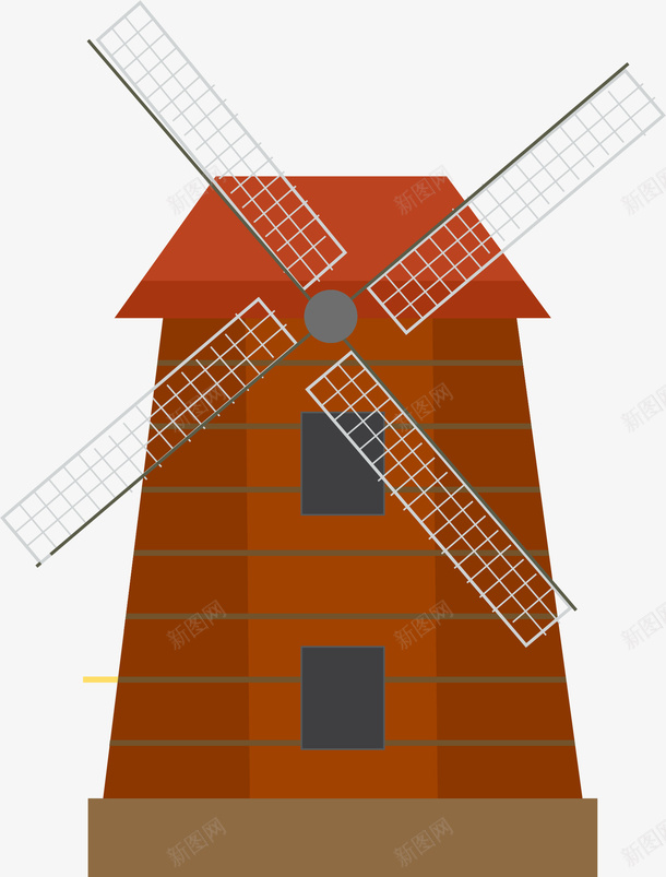 荷兰风的漂亮风车png免抠素材_新图网 https://ixintu.com 风车 装饰 元素 荷兰
