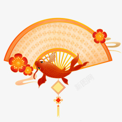 花纹折纸扇扇子新年喜庆高清图片
