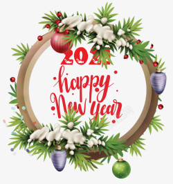 新年相框2021新年快乐圆形相框高清图片