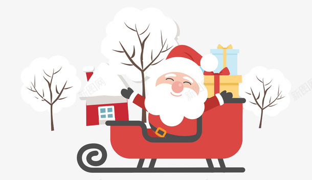坐在雪橇上的圣诞老人png免抠素材_新图网 https://ixintu.com 坐在雪橇上的圣诞老人 圣诞老人 雪橇老人 圣诞