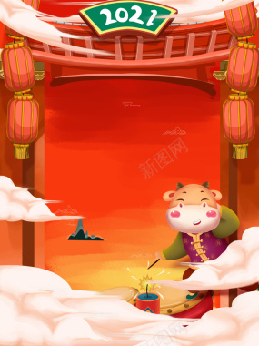 国潮春节背景图元素图背景
