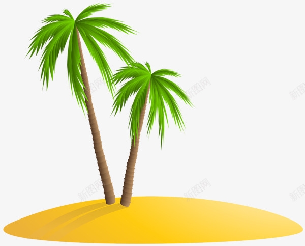 海岛上的卡通椰子树png免抠素材_新图网 https://ixintu.com 植物 植被 树 灌木丛 手绘树 绿色 卡通树 tree