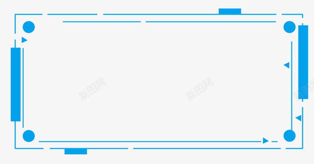 蓝色科技线条框png免抠素材_新图网 https://ixintu.com 图形框 图形框框 对话 方框 科技 科技感框 线条 蓝色