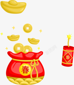 春节节日气氛钱袋子素材