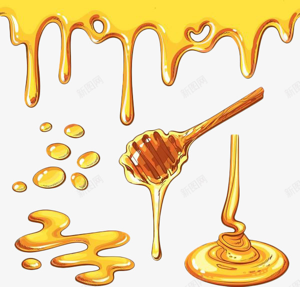 矢量手绘黄色液体蜂蜜png免抠素材_新图网 https://ixintu.com 液体 蜂蜜 手绘 金黄色 矢量