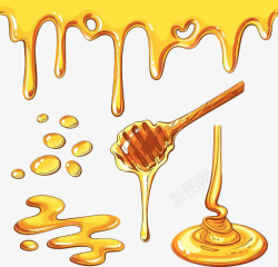 矢量手绘黄色液体蜂蜜素材
