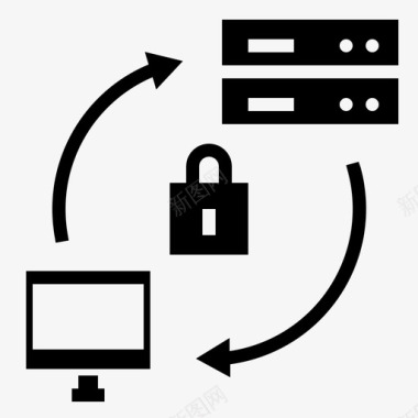 加密计算机同步锁网络图标