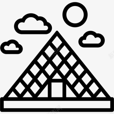 卢浮宫金字塔建筑地标图标