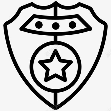 牛仔星徽章警察图标