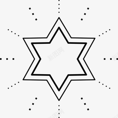 犹太星装饰耶路撒冷犹太教图标