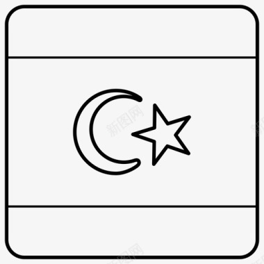 利比亚国旗月亮和星星方旗图标