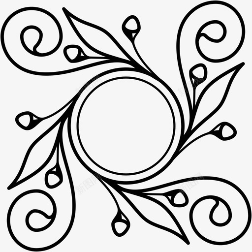 花卉装饰装饰边框花卉束svg_新图网 https://ixintu.com 花卉 装饰 边框 图案 螺旋