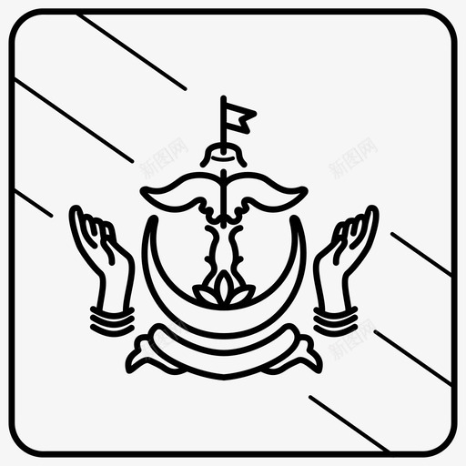 文莱国旗盾徽纹章svg_新图网 https://ixintu.com 文莱 国旗 方旗 象征 盾徽 纹章 国家 世界