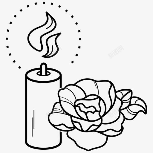 蜡烛和玫瑰神秘纹身svg_新图网 https://ixintu.com 纹身 蜡烛 玫瑰 符号 复古 神秘 传统
