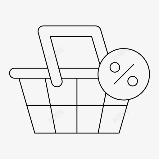 篮子买百分比svg_新图网 https://ixintu.com 篮子 百分比 商店 细线