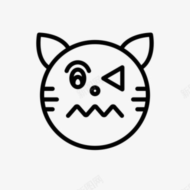 眨眼猫表情符号图标