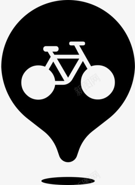 自行车租赁和停车地图别针位置自行车商店图标