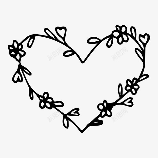 心手绘爱svg_新图网 https://ixintu.com 情人节 手绘 爱情 花圈