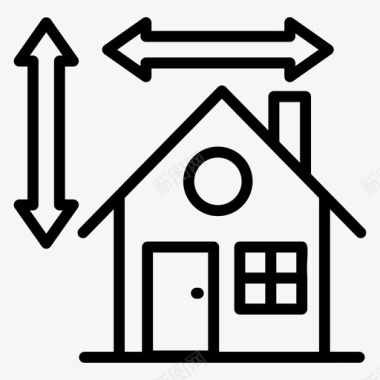 房屋测量房地产房屋尺寸图标