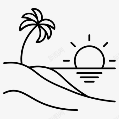 海滩河岸大海图标