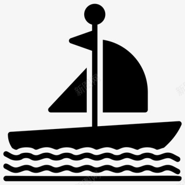 帆船漂流老式船图标