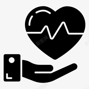 医疗保健心脏病学概念心脏护理图标