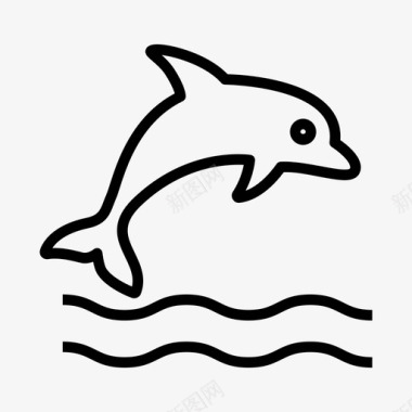 海豚动物跳跃图标