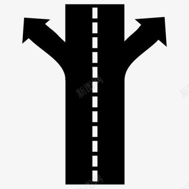 双向交叉十字路口双向图标