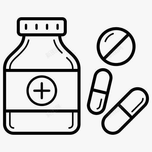 药品抗生素药瓶svg_新图网 https://ixintu.com 药品 药瓶 图标 抗生素 容器 药丸 彩色 轮廓 集合