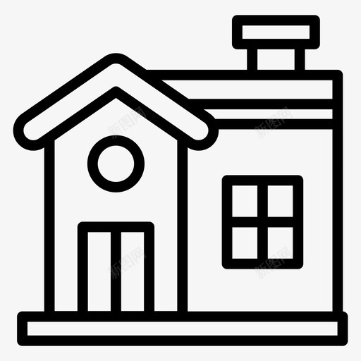 旅舍住宿建筑svg_新图网 https://ixintu.com 旅舍 住宿 建筑家 房子 棚户区 一套 房地产 轮廓 图标