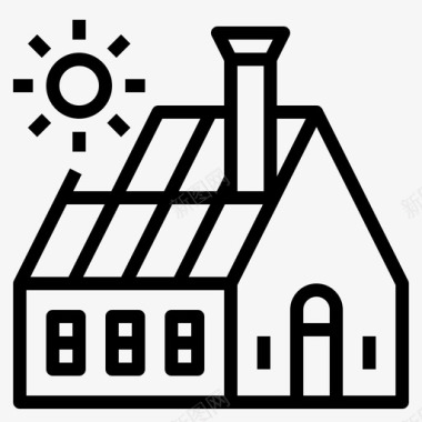 屋顶太阳能电池板能源可再生图标