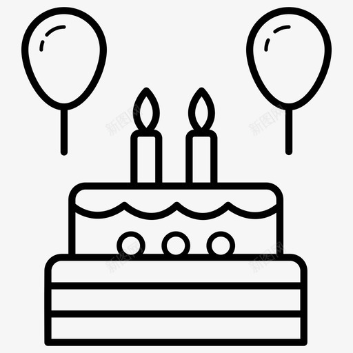 生日派对生日蛋糕甜点svg_新图网 https://ixintu.com 生日 派对 甜点 图标 生日蛋糕 彩色 轮廓 标线 系列