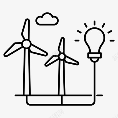 生态电力清洁能源国内风车图标
