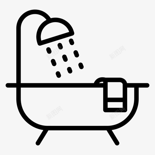 淋浴洗澡浴缸svg_新图网 https://ixintu.com 淋浴 洗澡 浴缸 清洁 洗脸 一组 酒店 线条 矢量 矢量图 图标