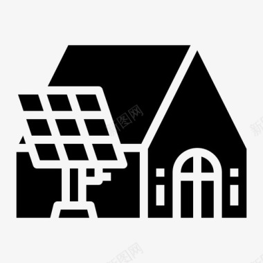 太阳能电池屋可再生能源可再生能源固体图标集图标