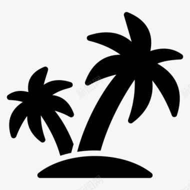 热带树海滩椰子树图标