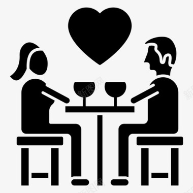 浪漫约会情侣约会最喜欢的餐厅图标