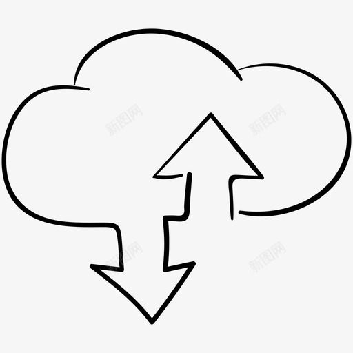 云数据云计算云下载svg_新图网 https://ixintu.com 数据 云计算 下载 托管 上传 联网 手绘 图标