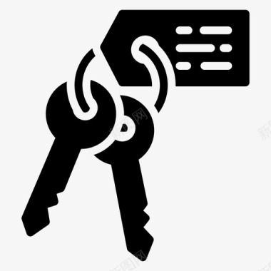 房间钥匙访问钥匙链图标